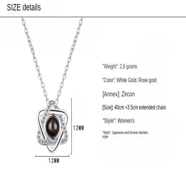 Necklace Female Star Pendant 100 Language Projection Memories Of Love Short Collarbone Chain Necklaces & Pendants