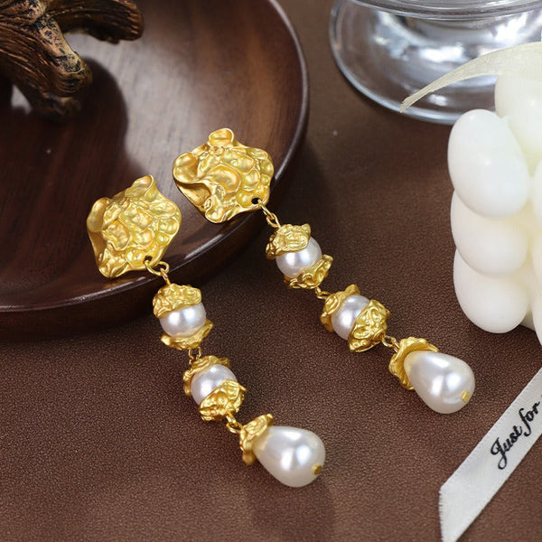 Veile Studios Floral Pearl Non Fading Alloy High End Design Trendy Accessories Earrings