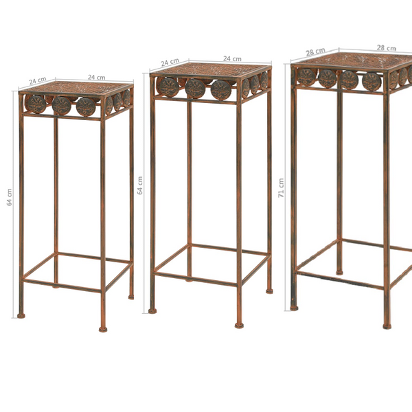 Plant Stand Set 3 Pieces Vintage Style Metal Plant Stands