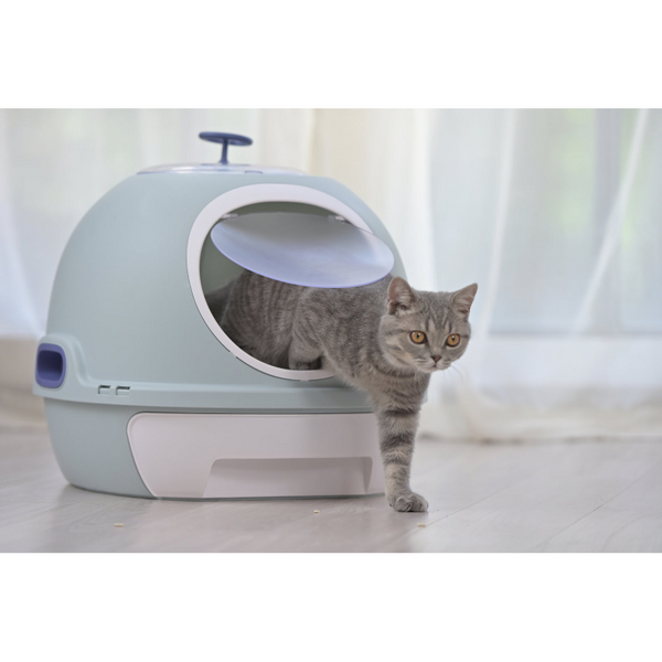 Yes4pets Hooded Cat Toilet Litter Box Tray House With Drawer & Scoop Blue Litter Trays