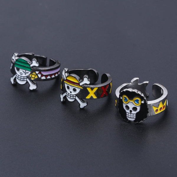Anime Merchandise One Piece Straw Hat Pirates Ring Luffy Zoro Sanji Nami Robin Chopper Cosplay Finger Rings