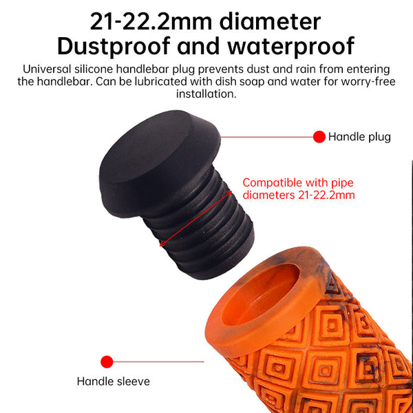 165Mm Bike Handlebar Grips (Soft Rubber) Bikes/Scooters/Mtb Colored Plugs Handlebar Grips Tape & Pads