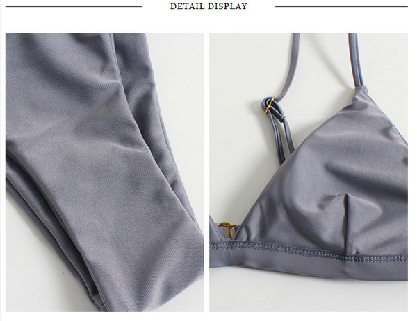 2 Piece Fashionable  Bikini Women Split Solid Color Swimsuit Swimwear