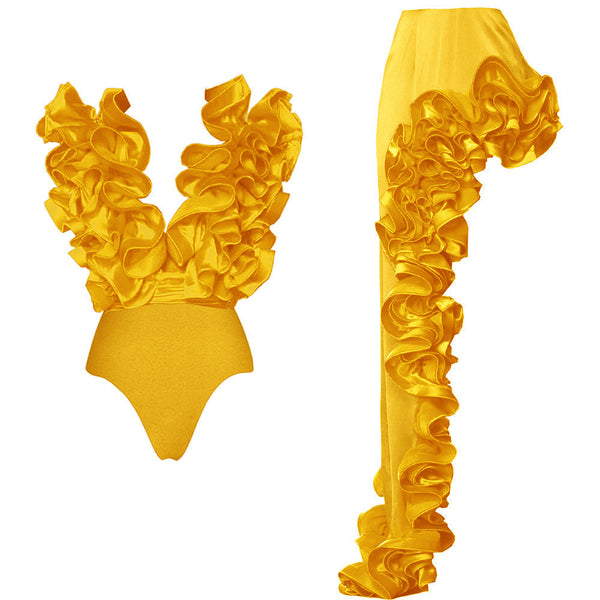 Swimsuit Women's Lace V Neck Irregular Skirt Set Swimwear