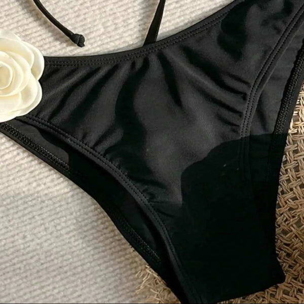 Floral Tie Strapless  Bikini Two Piece Swimsuit For Women Swimwear