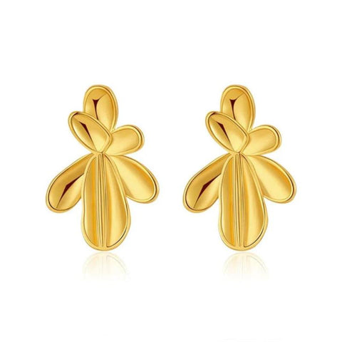 Veile Studios Irregular Three Dimensional Leaf Plated Earring In 18K Real Gold Colour Earrings