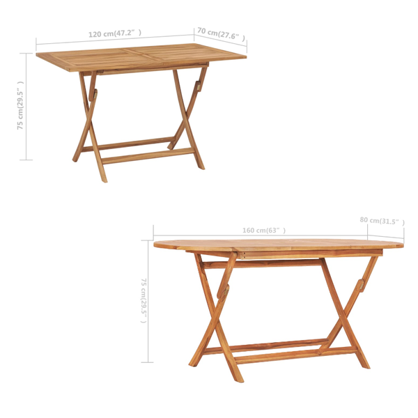 Folding Garden Table Solid Teak Wood Patio & Garden Tables
