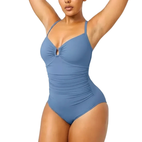 And American Solid Color Fashion Plus Size One Piece Women's Swimsuit Swimwear