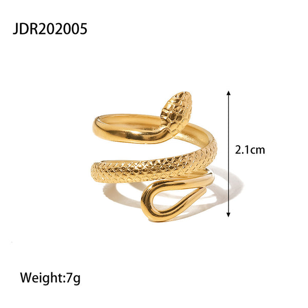 Retro Snake Shaped Womens Ring Gold Rings