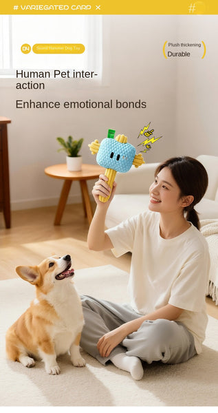 Dog Hammer Toy Self Entertainment Durable Chew Rope Knot With Sound For Small Dogs Golden Retriever Teddy Pet Supplies Dog Toys