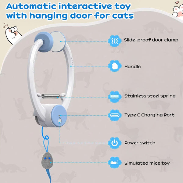 Interactive Electric Cat Toy Door Hanging Usb Rechargeable Retractable Self Play Cat Toys