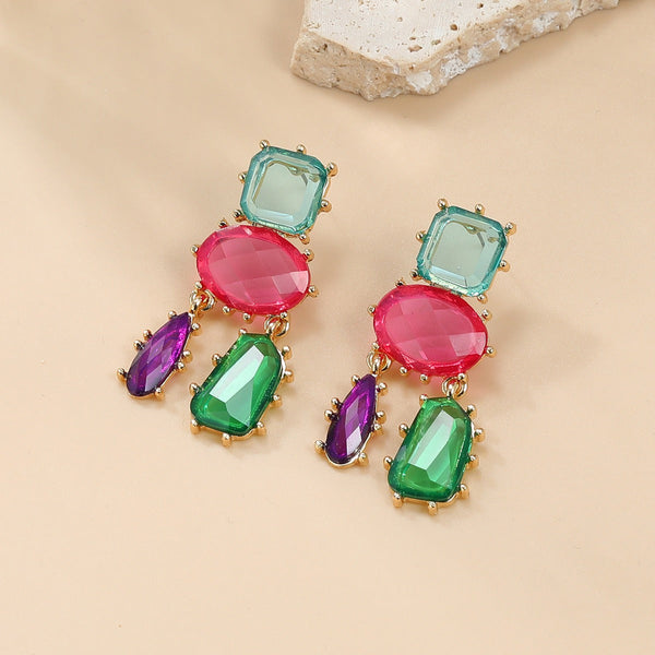 Veile Studios Exaggerated Multi Layered Geometric Colour Matching For Women Fashion Jewellery Earrings