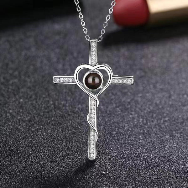 100 Languages I Love You. Nano Projection Necklace For Men And Women Fashionable Simple Cross Necklaces & Pendants