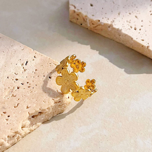 And American Fashion Ins Style Flower Ring Open Rings