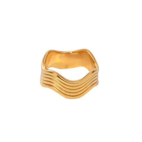 Stainless Steel Corrugated Ring Gold Rings