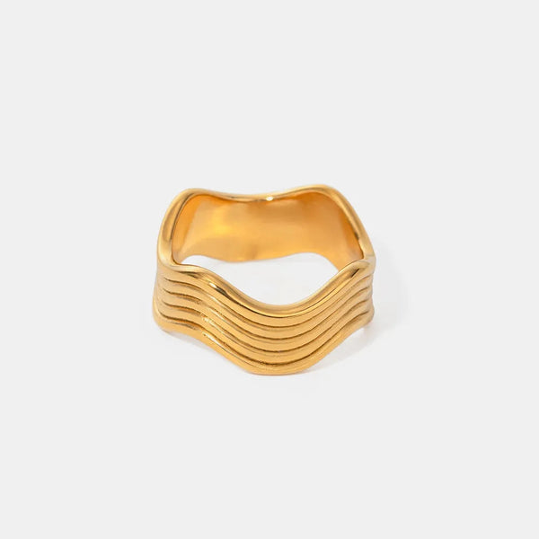 Stainless Steel Corrugated Ring Gold Rings