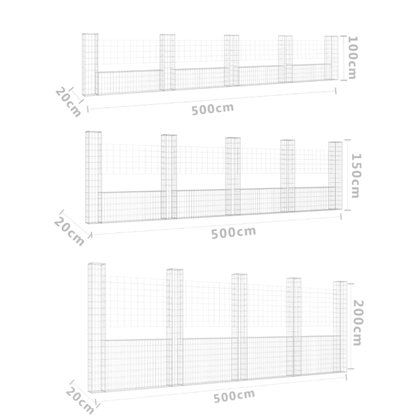 U Shape Gabion Basket With 5 Posts Iron Gabion Baskets