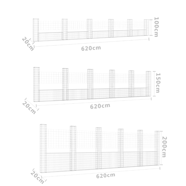 U Shape Gabion Basket With 6 Posts Iron Gabion Baskets