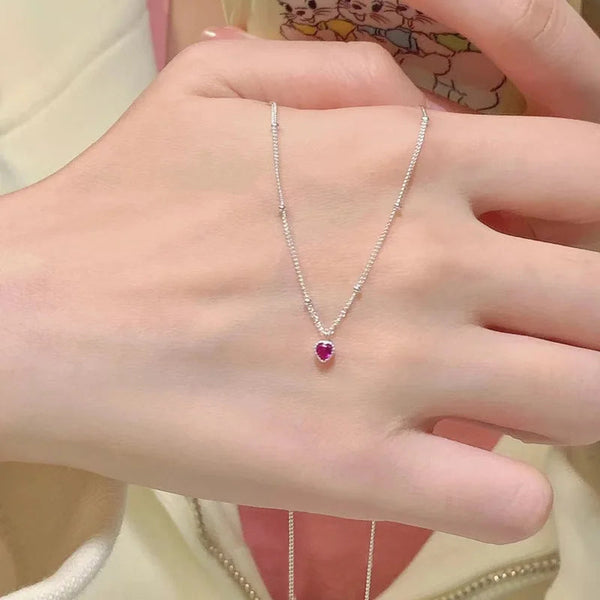 925 Sterling Silver Zircon Heart Interlocking Necklaces For Women Luxury Quality Jewelry Gift Female Necklaces & Pendants