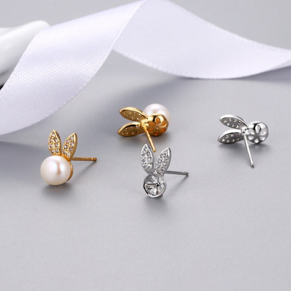 Veile Studios Cute Little Rabbit Girl Zircon Pearl Fashionable Stylish Accessories Earrings