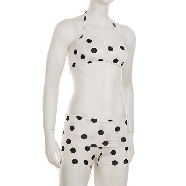 Womens Wave Print Bikini Set Neck Tie & Strapless Swimsuit Swimwear