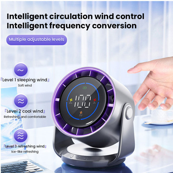 100 Speed High Circulating Fan For Home. 6 Inch Charging Digital Display Turbo Desktop Electric Portable Fans