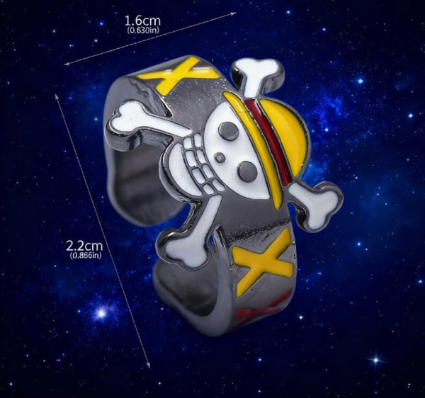 Anime Peripheral Skeleton Pirate Ship Flag Jewelry Ring Rings