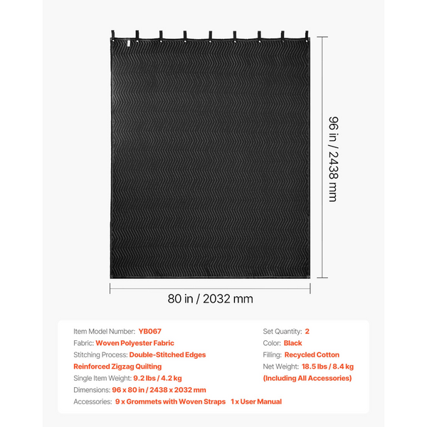 2 Pack Extra Large Sound Dampening Blanket Curtain 2438 X 2032 Mm Black Blankets