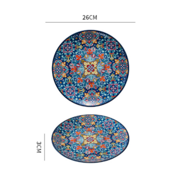 Lambos 10 Inch Bohemian Ceramic Shallow Plate Plates
