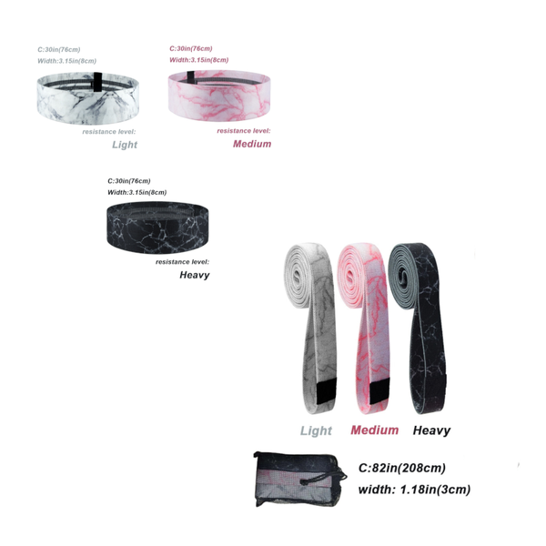 3Pcs Set Marble Pattern Resistance Booty Bands Home Fitness Workout Resistance Trainers