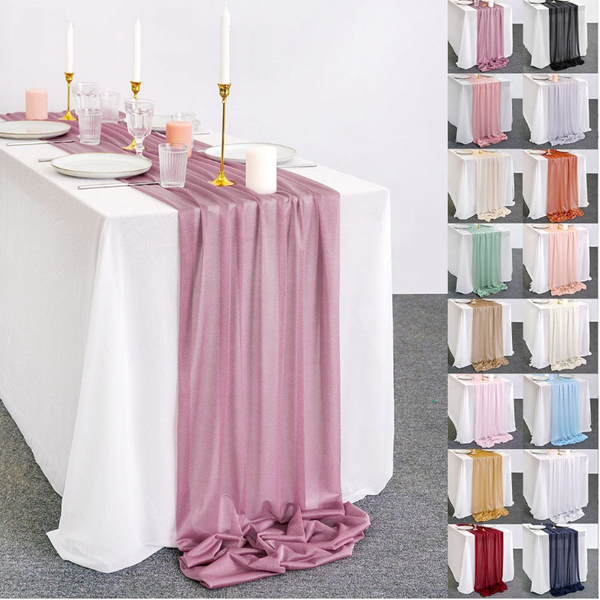 Luxury Sheer Chiffon Colourful Table Runner Rustic Wedding Party Decor Table Runners
