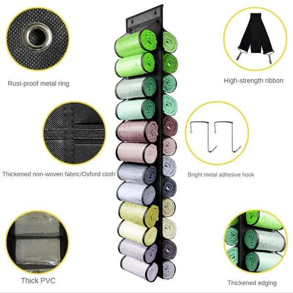 Hanging Storage Bag Black Double Sided Multi Purpose Cloth Organizer With 24 Grids Hanging Closet Storage