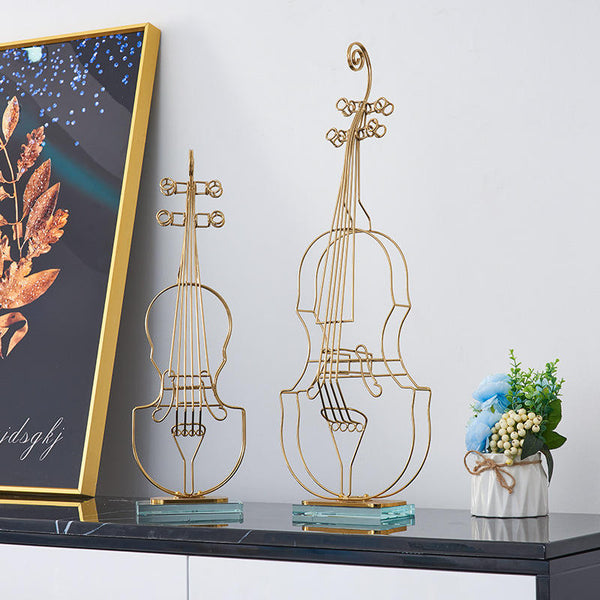 64Cm Violin Sculpture Instrument Tabletop Decor Metal Ornaments Sculptures Figurines Sculptures & Figurines