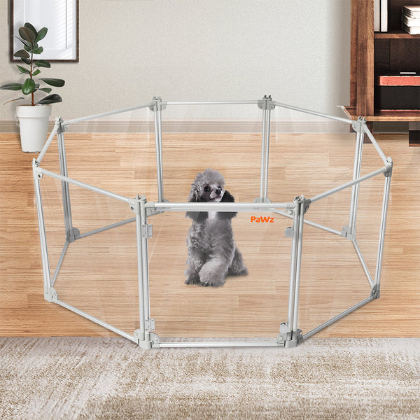 Pawz Pet Playpen Transparent Acrylic Clear Folding Dog Fence Kennel 8 Panel Fences & Pens