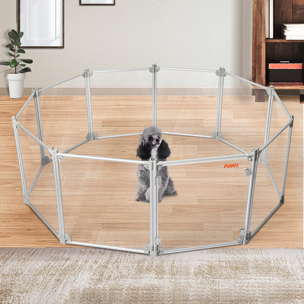 Pawz Pet Playpen Transparent Acrylic Clear Folding Dog Fence Kennel 10 Panel Fences & Pens
