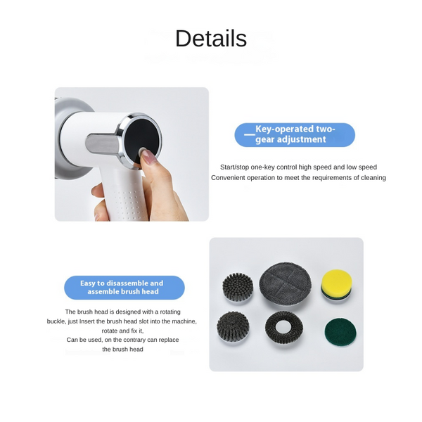 Multifunctional Smart Display Electric Cleaning Brush Wireless Kitchen Tool Cleaning Brushes