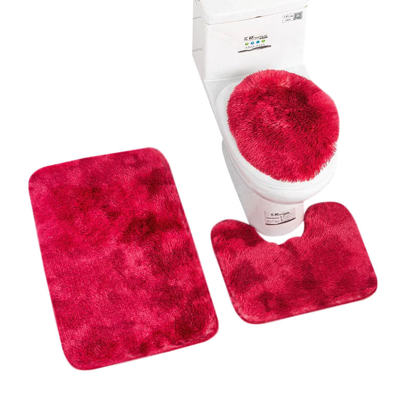 Bath Mat Set Wine Red Silk Tie Dye Non Slip Rug Toilet Lid Cover Bathroom Accessories Bath Mats Rugs & Toilet Covers