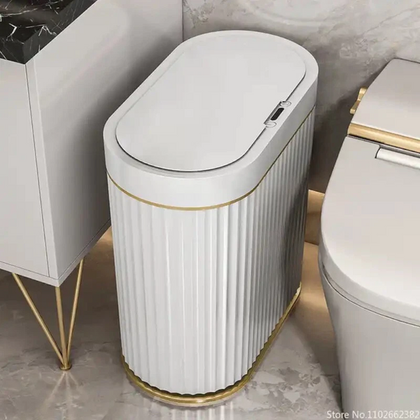 7/9L Automatic Sensor Trash Can Fashionable Roman Striped Bathroom Toilet Smart Kitchen Induction Garbage Bin Dustbin Rubbish Bins