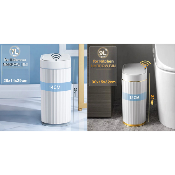 7/9L Automatic Sensor Trash Can Fashionable Roman Striped Bathroom Toilet Smart Kitchen Induction Garbage Bin Dustbin Rubbish Bins