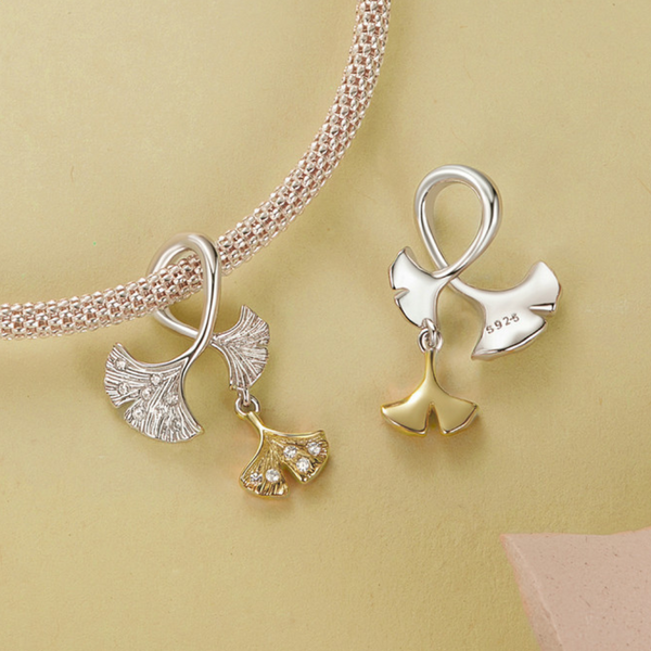 Veile Studios Silver Charm Original Autumn Forest Ginkgo Leaf Pendant Accessories S925 Beads Necklaces & Pendants