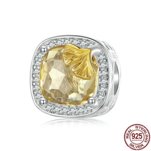 Veile Studios Silver Charm Autumn Ginkgo Leaf Diy Bracelet Beads S925 Pure Loose Bracelets