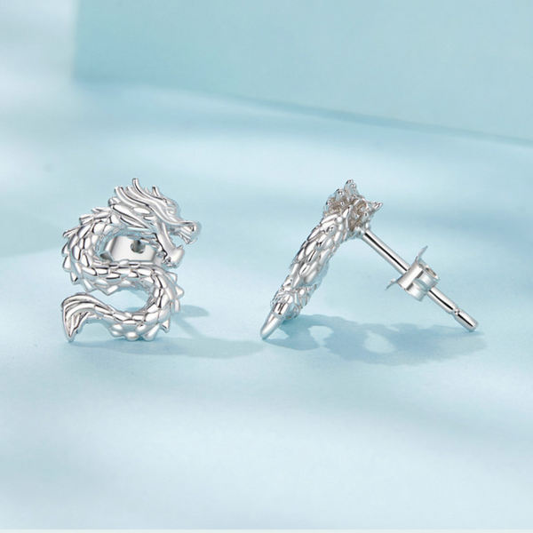 Veile Studios Silver Charm Chic Style Flying Dragon Pure Ear Studs Jewellery Earrings