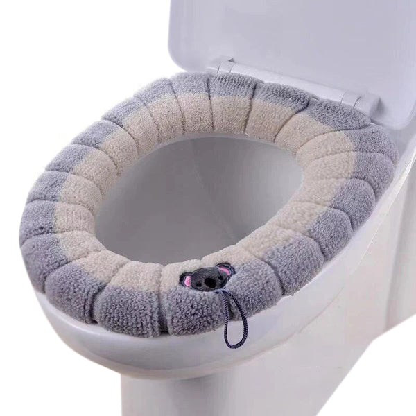 Toilet Seat Gray Soft Warmer Washable Mat Cover Pad Cushion Case Bath Mats Rugs & Toilet Covers