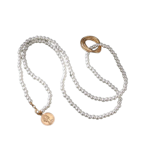 Veile Studios Pearl Pendant Necklace For Women Beaded Long Tassel Sweater Collar Chain Necklaces & Pendants