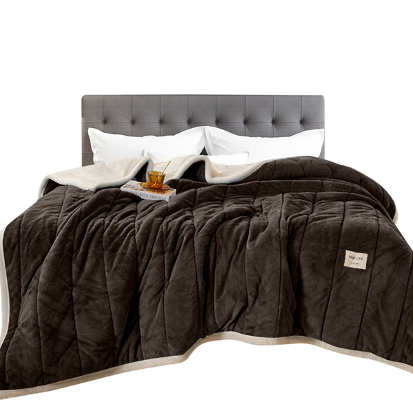 Dark Brown Fleece Blanket Autumn Winter Warm 3 Layers Thicken Flannel 150X200cm Blankets