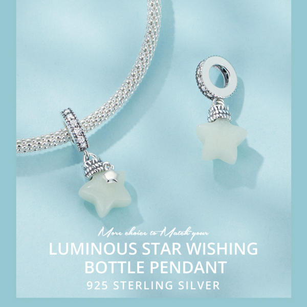 Veile Studios Silver Charm Star Wishing Bottle Pendant Luminous Stone S925 Bracelet Beads Bracelets