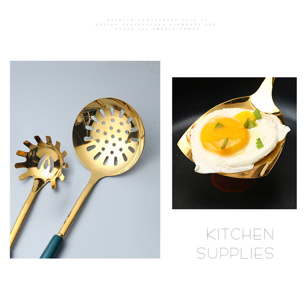 7 Piece Stainless Steel Silicone Kitchen Utensil Cooking Set Turner Ladle Spoon Cooking Utensils