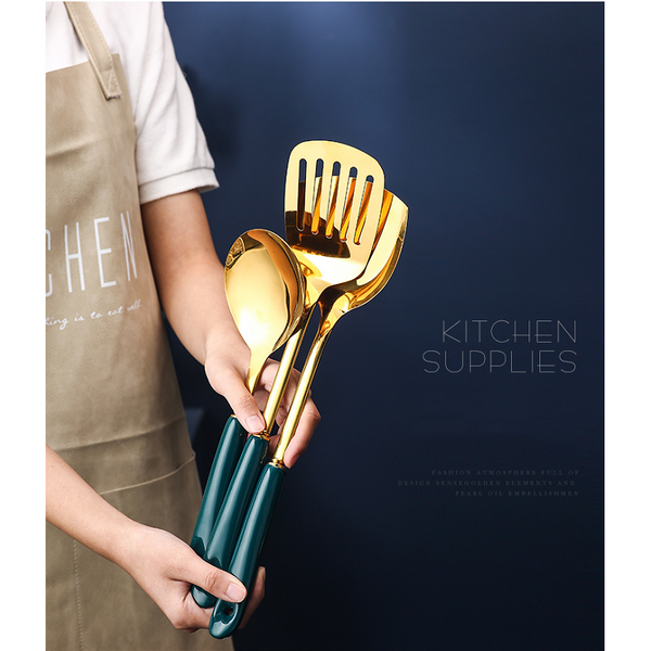 7 Piece Stainless Steel Silicone Kitchen Utensil Cooking Set Turner Ladle Spoon Cooking Utensils