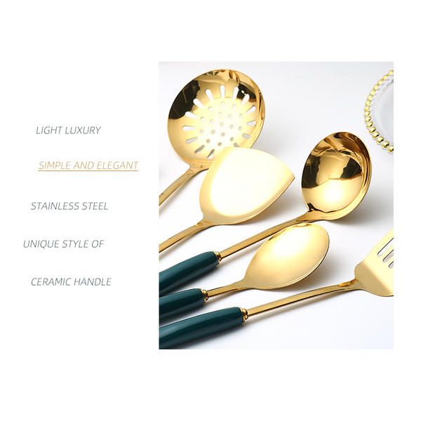 7 Piece Stainless Steel Silicone Kitchen Utensil Cooking Set Turner Ladle Spoon Cooking Utensils