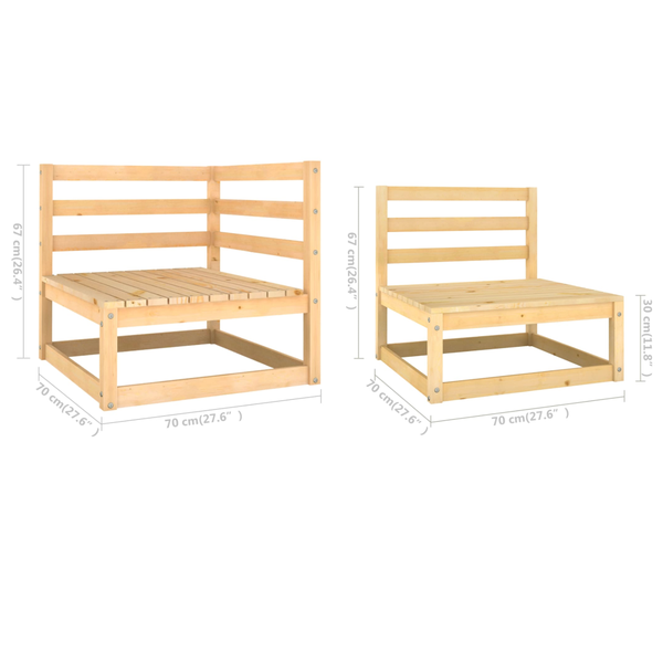 7 Piece Garden Lounge Set Solid Pinewood Patio Furniture Sets